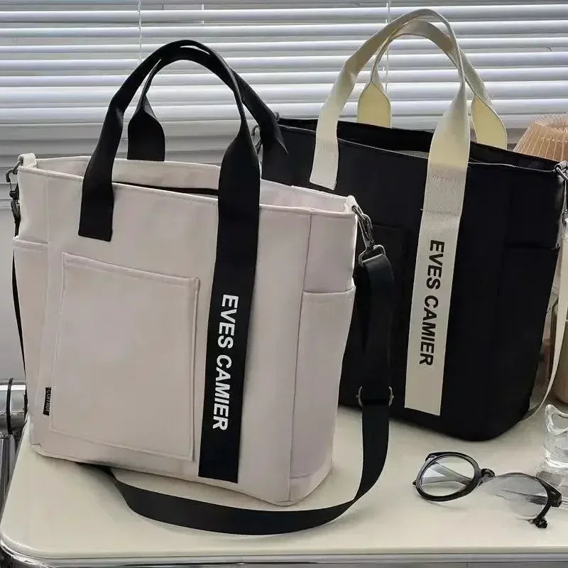 New Casual Tote Large Capacity Shoulder Bag Nylon Waterproof Canvas Handbag Simple Fashion Messenger Bags for Schoolgirl