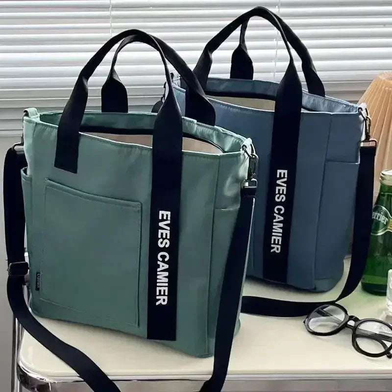 New Casual Tote Large Capacity Shoulder Bag Nylon Waterproof Canvas Handbag Simple Fashion Messenger Bags for Schoolgirl