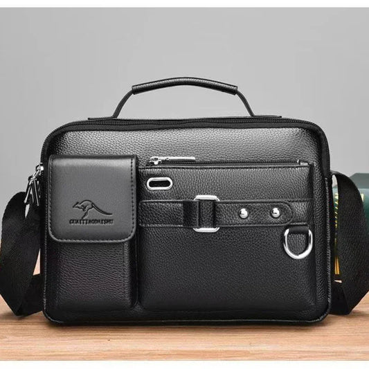 Men's Retro Messenger Bag with Waterproof Design, Large Capacity Laptop Briefcase for Office Work, Travel and School