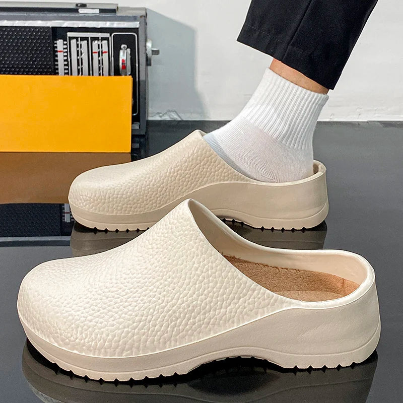 Men's Summer Slippers Oil-resistant Chef Non-slip Shoes Kitchen Shoes For Men Nurse Work Shoe Casual EVA Lightweight Soft Clogs