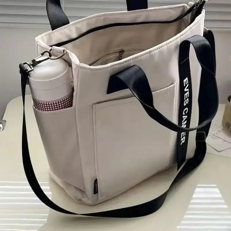 New Casual Tote Large Capacity Shoulder Bag Nylon Waterproof Canvas Handbag Simple Fashion Messenger Bags for Schoolgirl