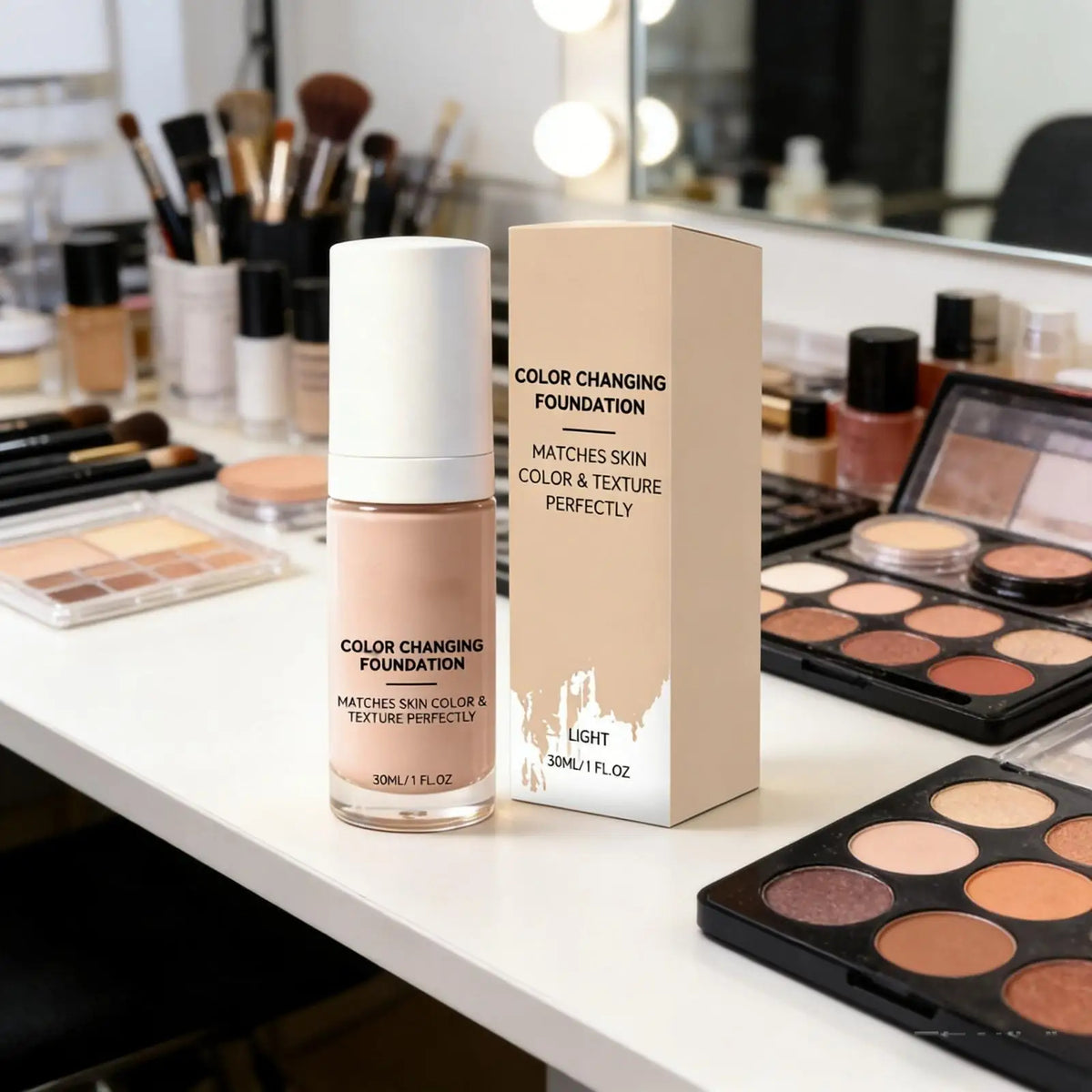 Color Changing Foundation Mature Skin Improve Texture Nude Flawless Lightweight Full Coverage Foundation Waterproof Makeup 30ml