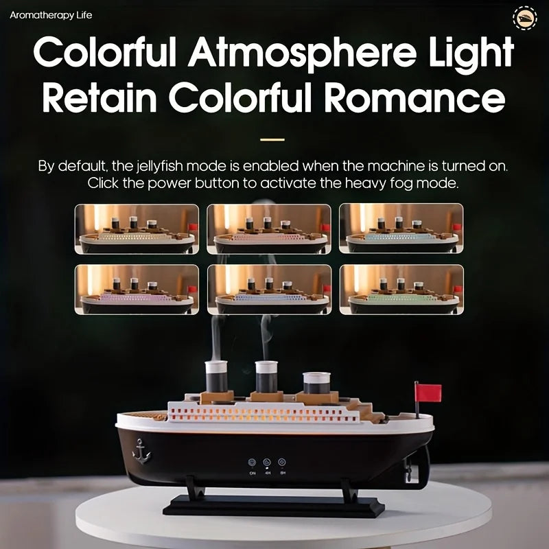Titanic Ship Model Air Humidifier Remote Control Home 250ml Essential Oil Jellyfish Smoke Ring Spray Aroma Diffuser Humidifiers