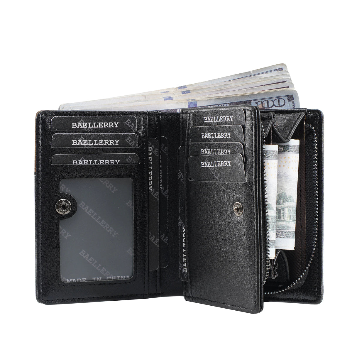 Name Engraving Large Capacity Men Wallets High Quality New Simple Short Card & Photo Holder Zipper Male Coin Purses