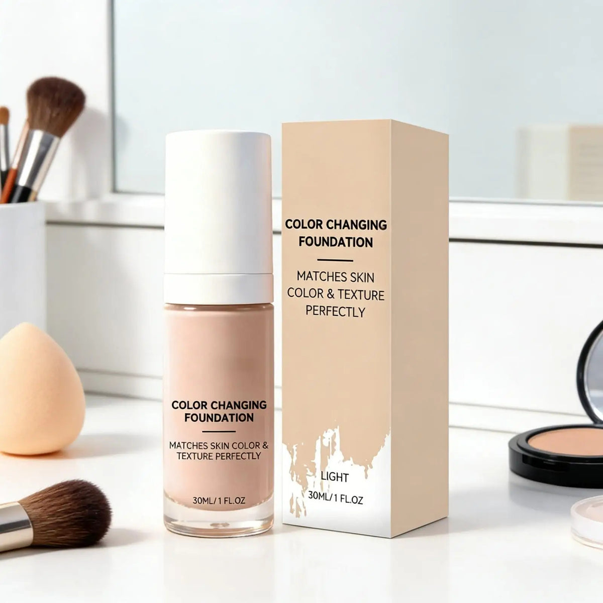 Color Changing Foundation Mature Skin Improve Texture Nude Flawless Lightweight Full Coverage Foundation Waterproof Makeup 30ml