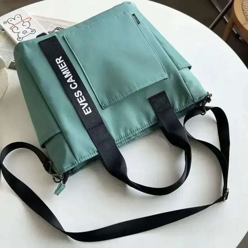 New Casual Tote Large Capacity Shoulder Bag Nylon Waterproof Canvas Handbag Simple Fashion Messenger Bags for Schoolgirl