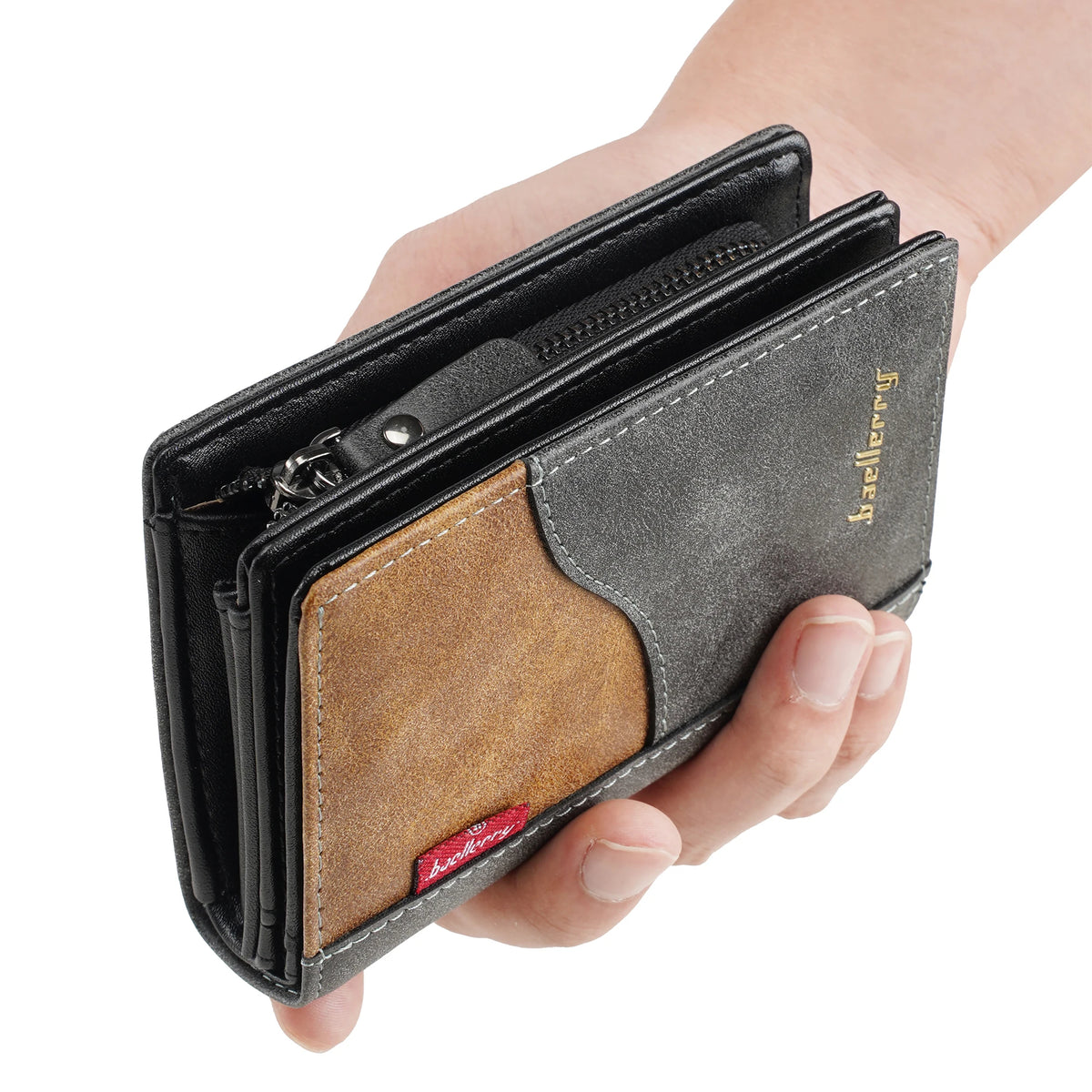 Name Engraving Large Capacity Men Wallets High Quality New Simple Short Card & Photo Holder Zipper Male Coin Purses