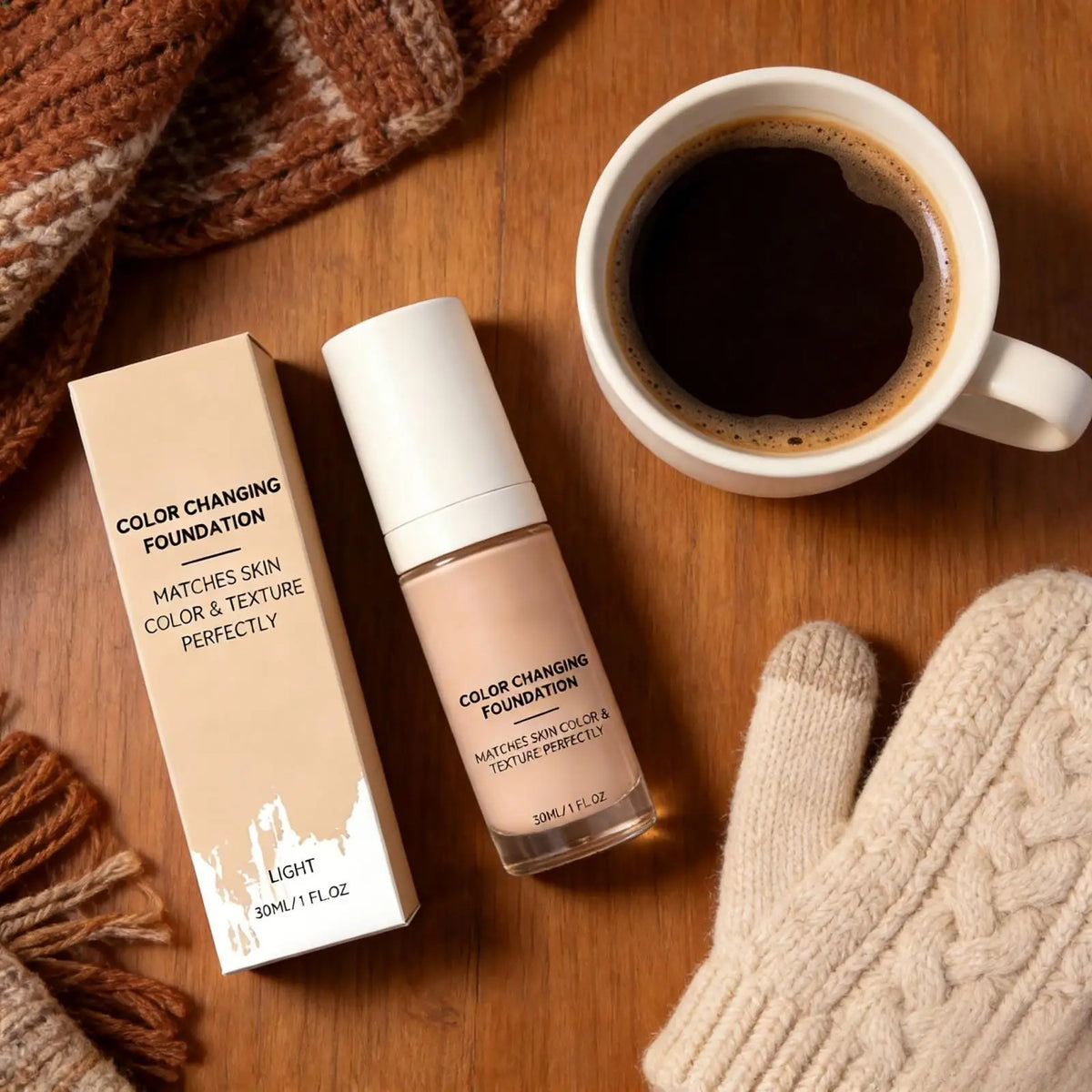 Color Changing Foundation Mature Skin Improve Texture Nude Flawless Lightweight Full Coverage Foundation Waterproof Makeup 30ml